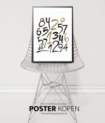 Poster met cijfers zwart/wit-goud
