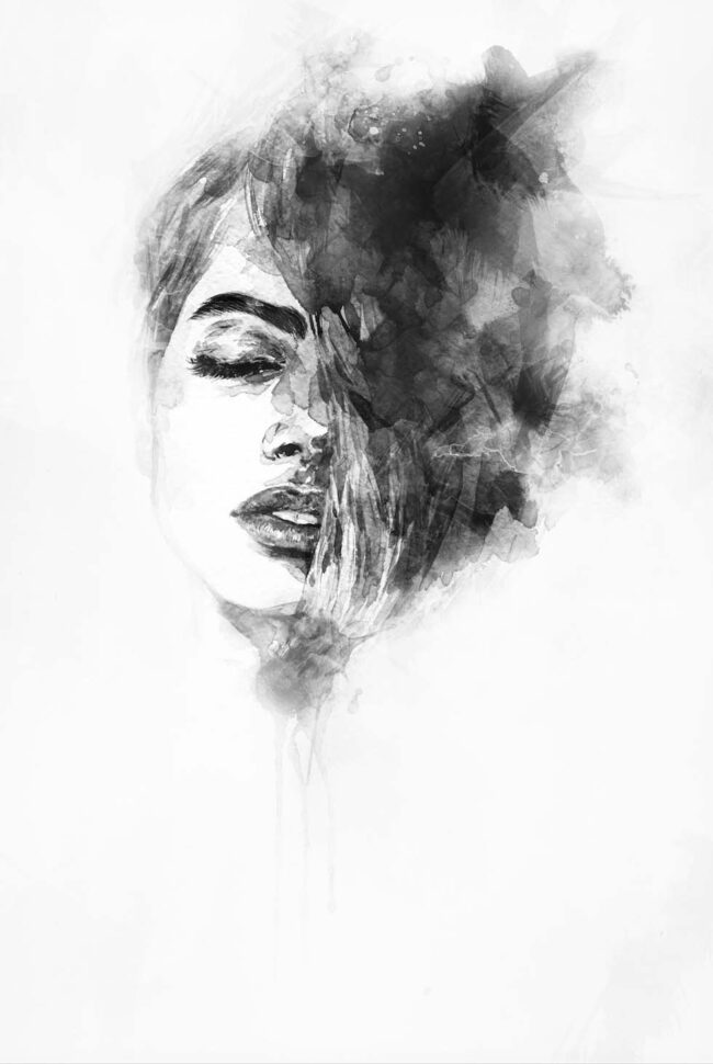 Beautiful Woman Face. Abstract Watercolor. Fashion Illustration