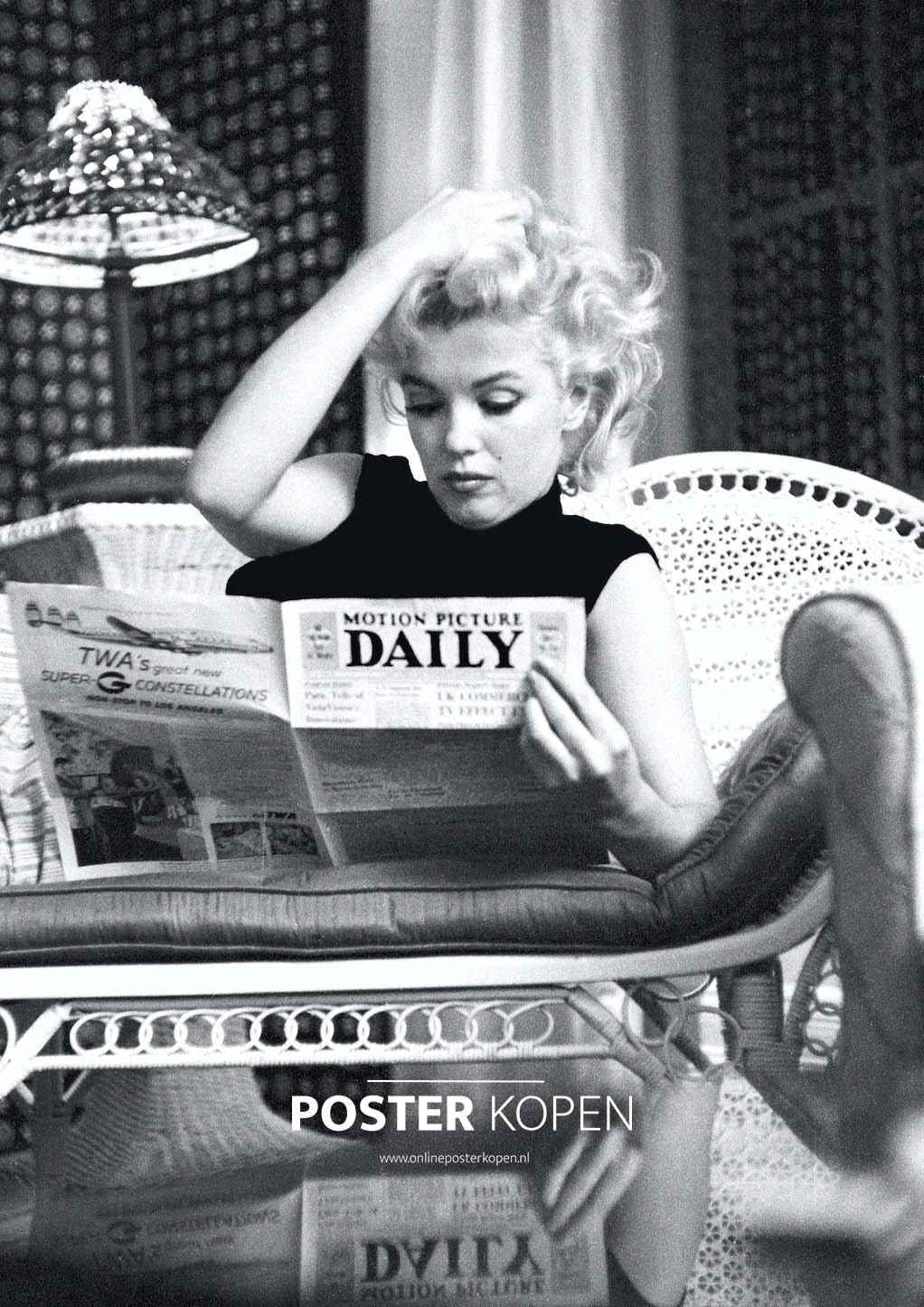 uniek krab Radioactief Poster Marilyn Monroe - Filmster poster - Zwart wit poster Filmster