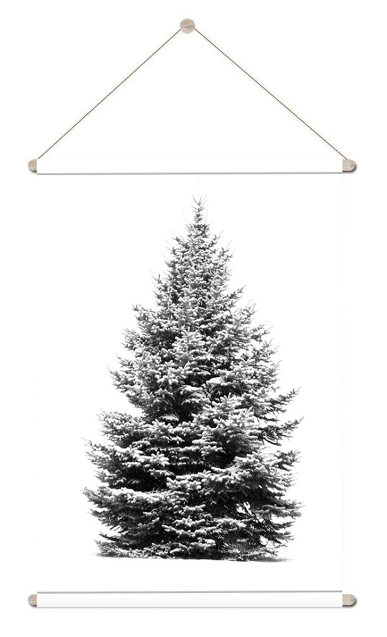 textielposter-kerstboomposter-zwart-wit-onlineposterkopen