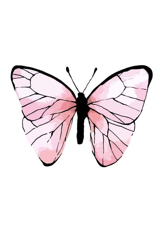 poster met roze vlinder - kinderposter-onlineposterkopen