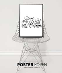poster met monster- posters kinderkamer - zwart wit posters - kinderposters