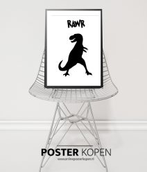 dino poster - zwart wit kinderposter- online poster kopen