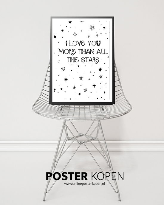 love to the star-kinderposter- zwart wit kinderposter-online posterkopen