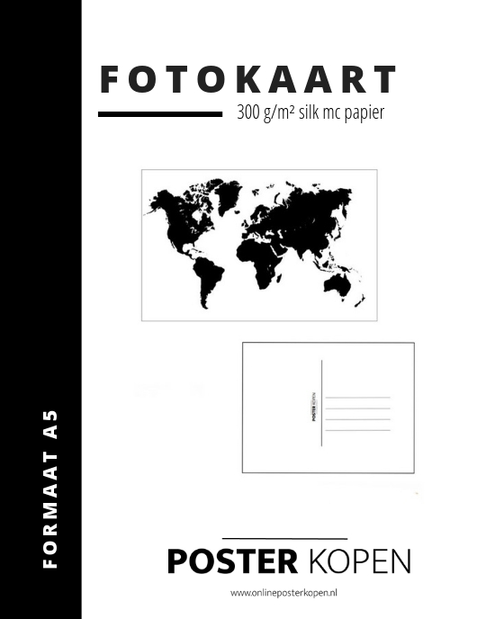 Fotokaart met wereldkaart - Postkaart - mini poster